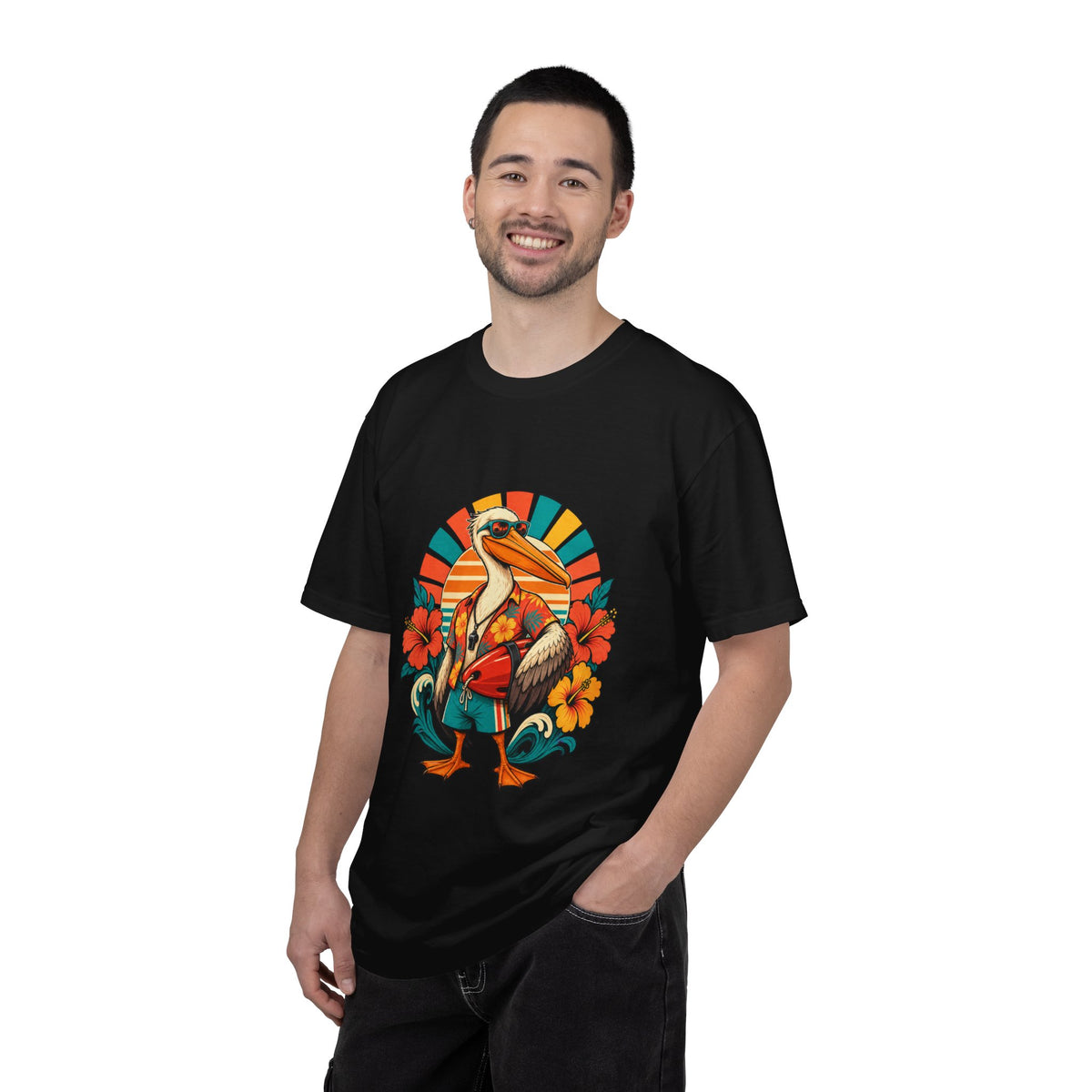Psychedelic Pelican Lifeguard Surf T-Shirt Graphic