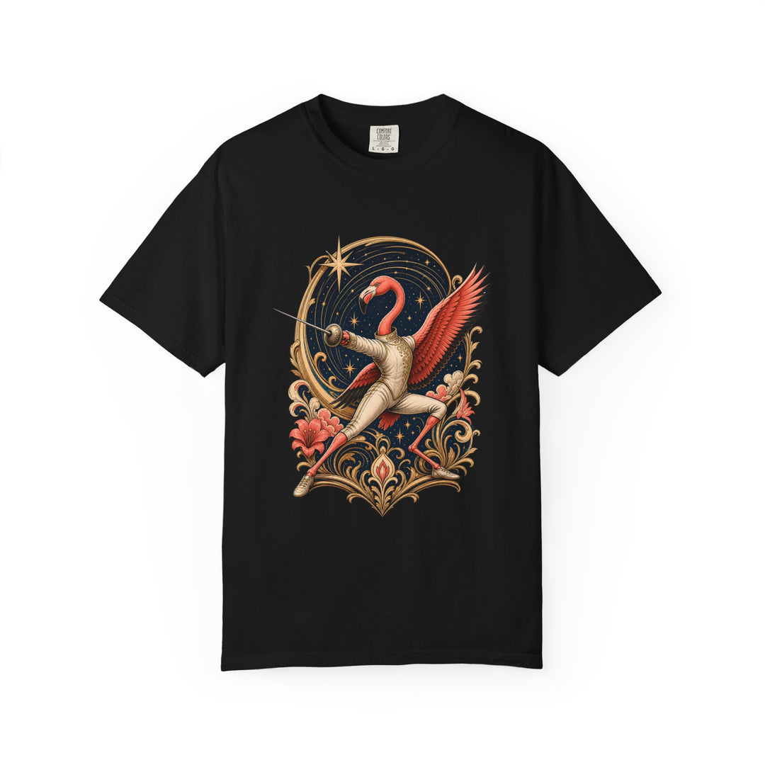 Art Nouveau Fencing Flamingo T-Shirt Graphic