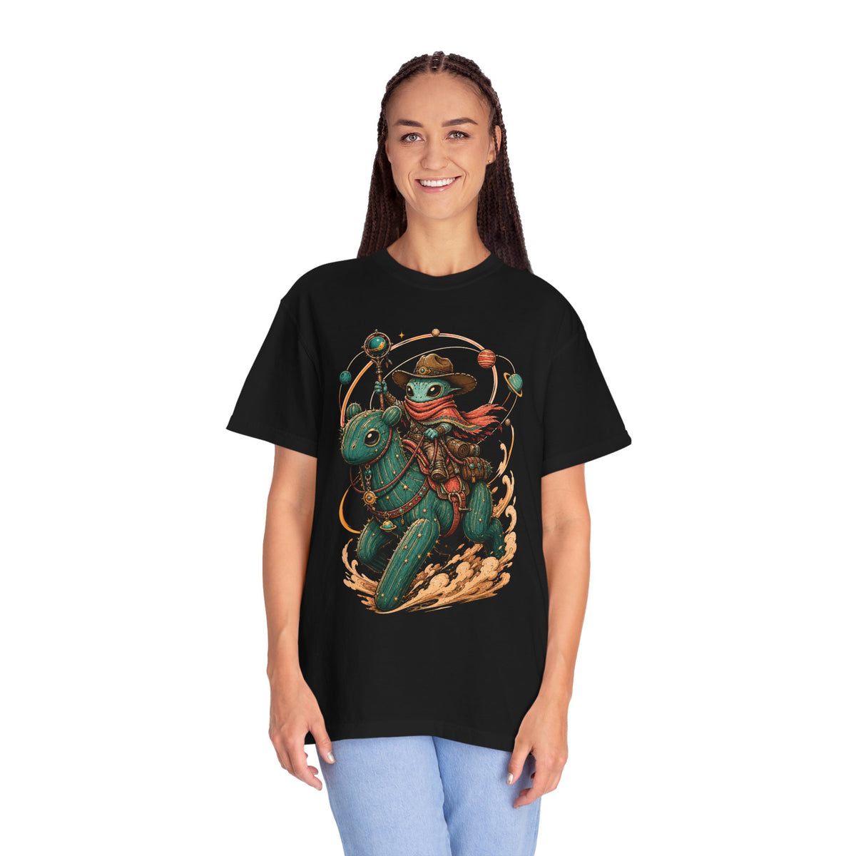 Alien Cactus Rider Weird West T-Shirt Graphic