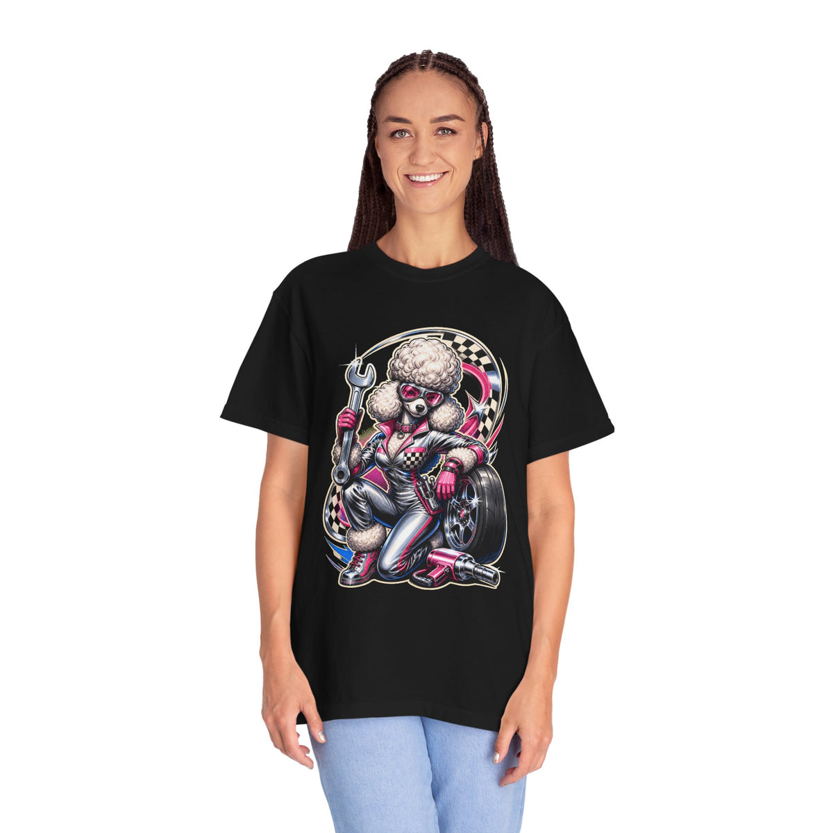 Chrome Poodle Racing Mechanic T-Shirt Graphic