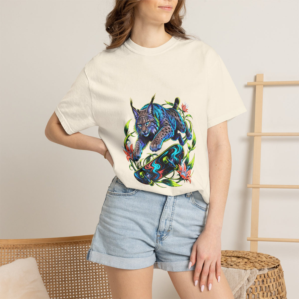 Neon Botanical Skate Lynx Graphic Tee