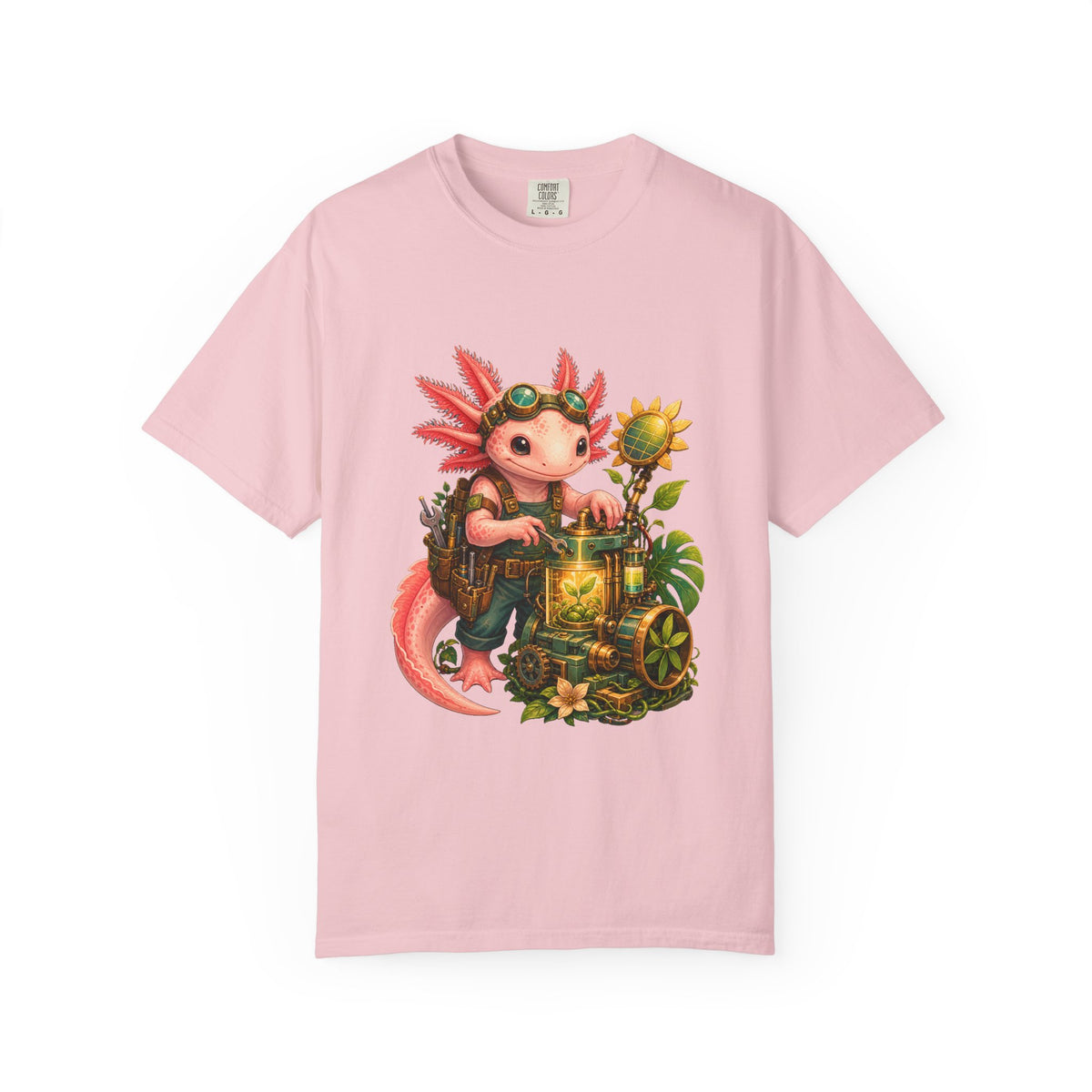 Solarpunk Axolotl Mechanic Graphic Tee