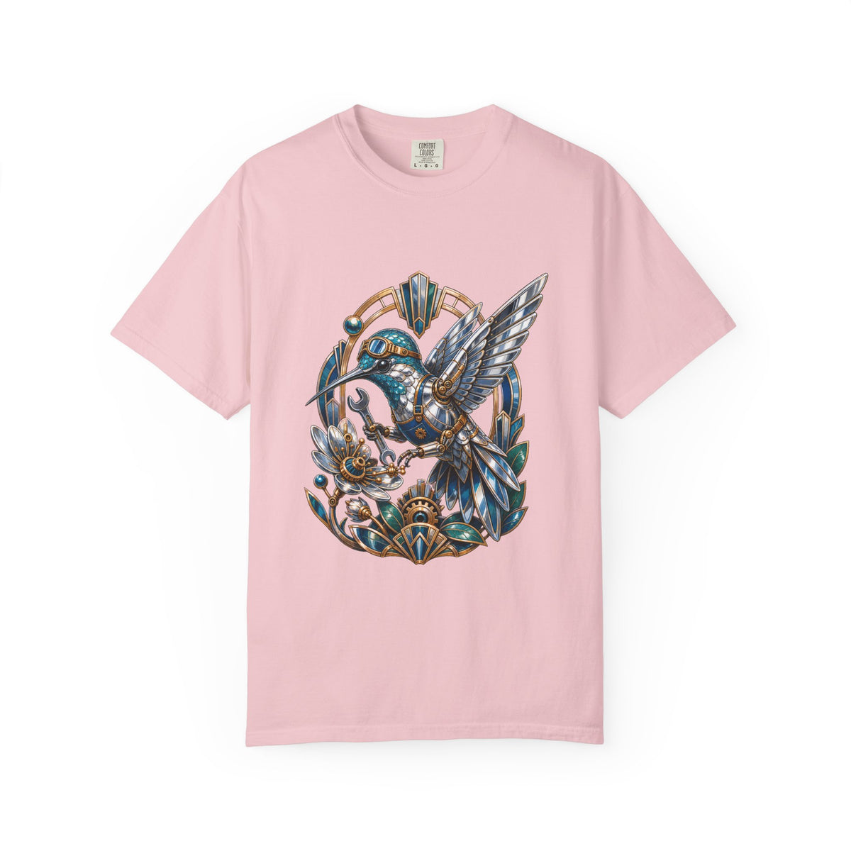 Chrome Neo-Deco Hummingbird Mechanic T-Shirt Graphic