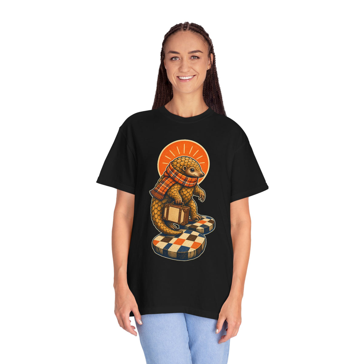 Papaya Plaid Pangolin Traveler Graphic Tee
