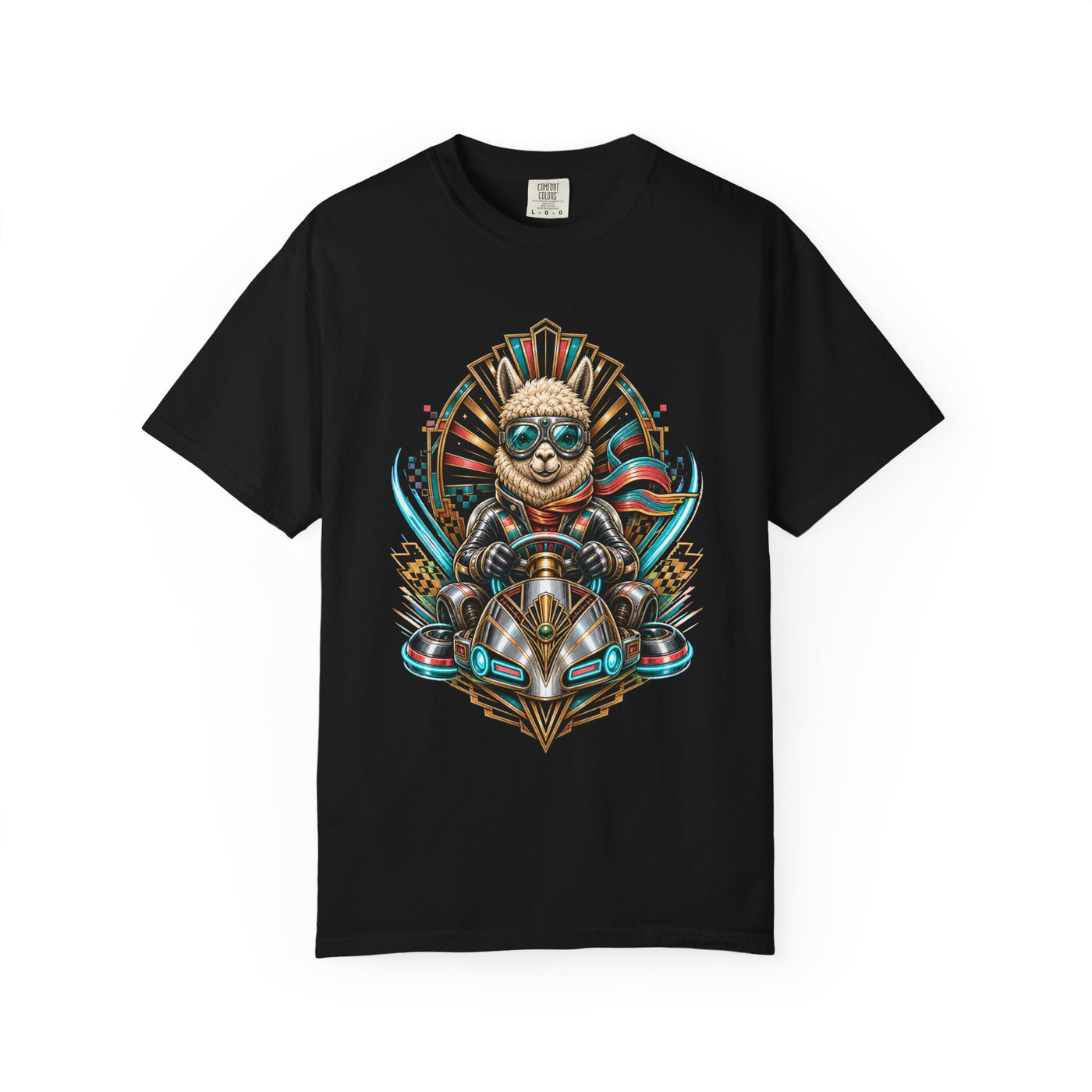 Arcade Deco Alpaca Racer T-Shirt Graphic