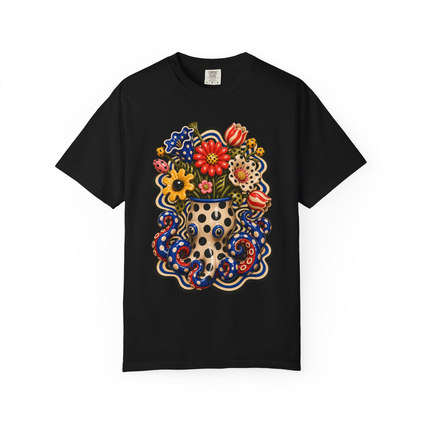 Polka Dot Octopus Vase T-Shirt Graphic