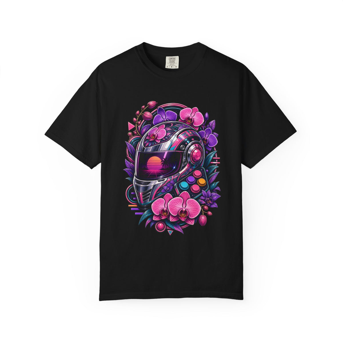 Vaporwave Orchid Arcade Helmet T-Shirt Graphic