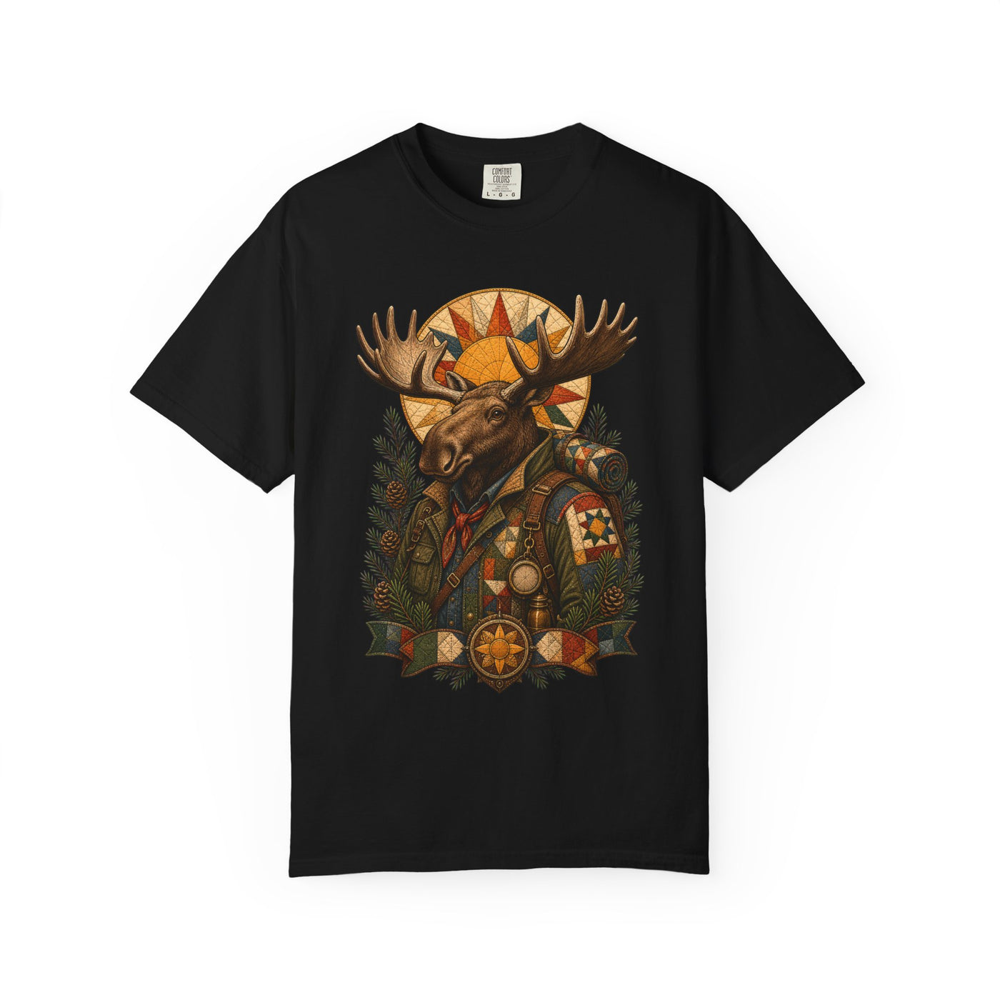 Solar Patchwork Moose Ranger Graphic Tee