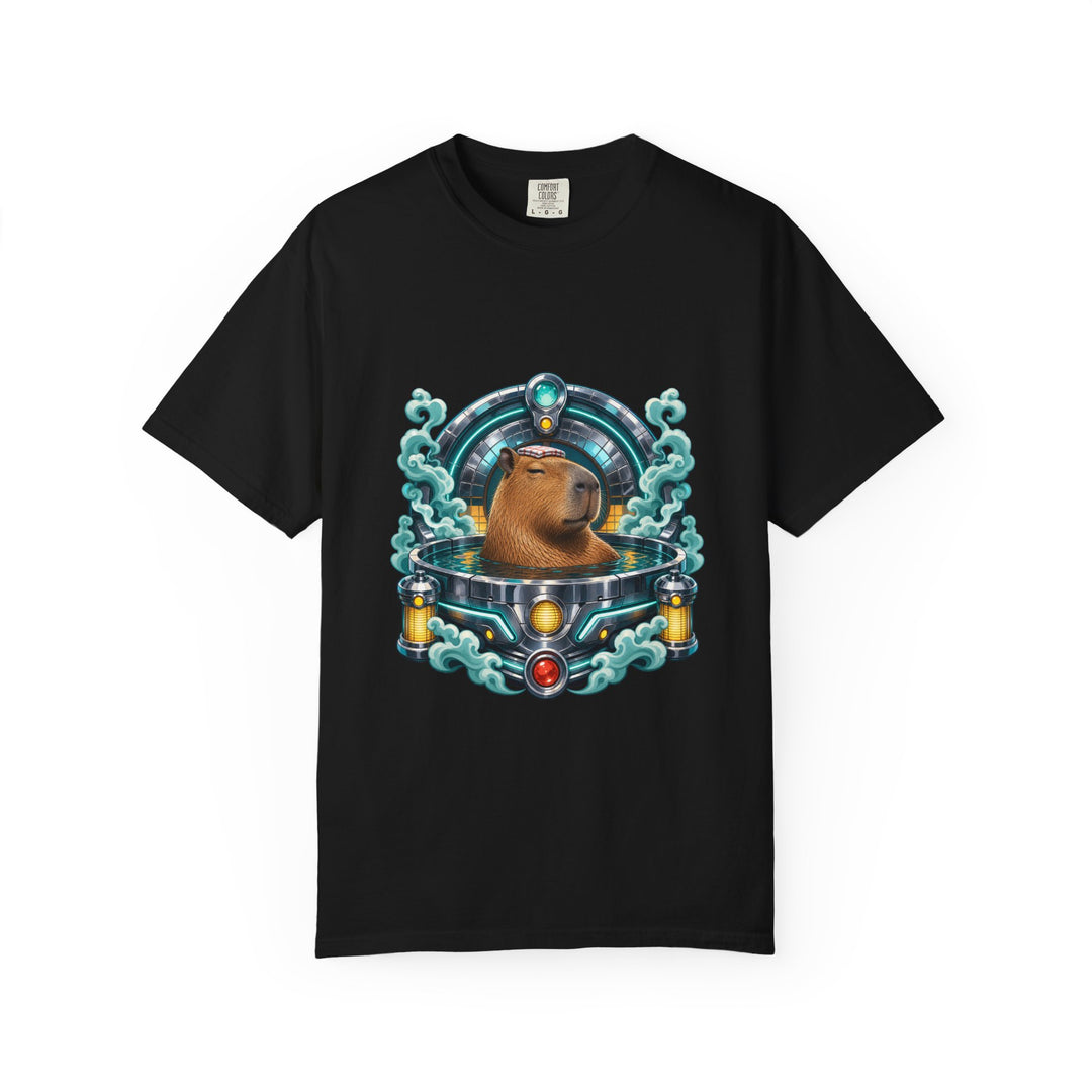 Teal Capybara Bathhouse T-Shirt Graphic