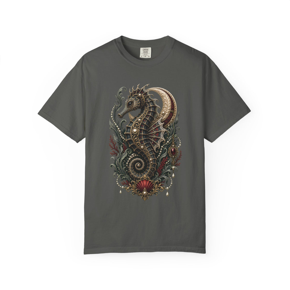 Gothic Lace Seahorse Graphic Tee