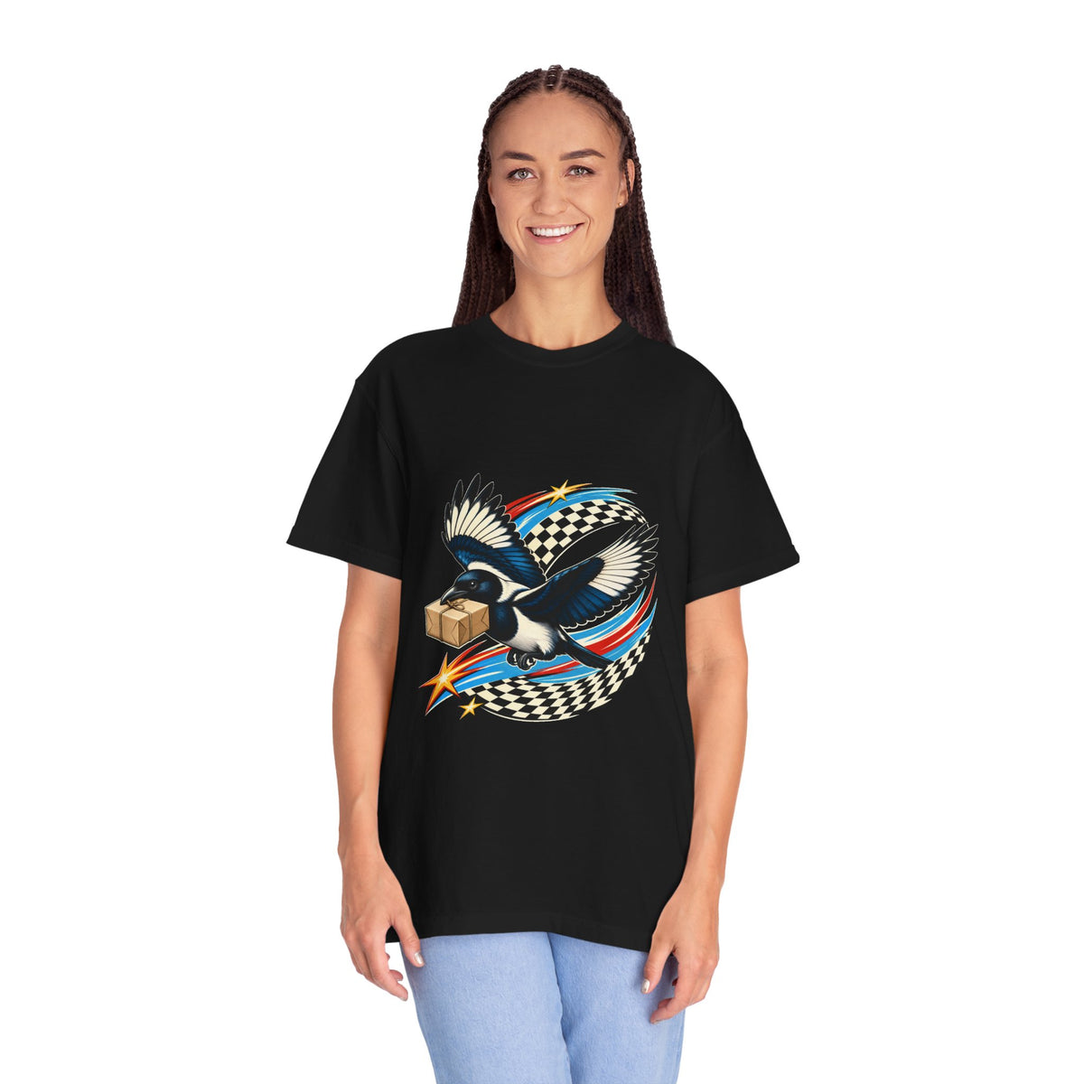 Checkerboard Comet Magpie Graphic Tee