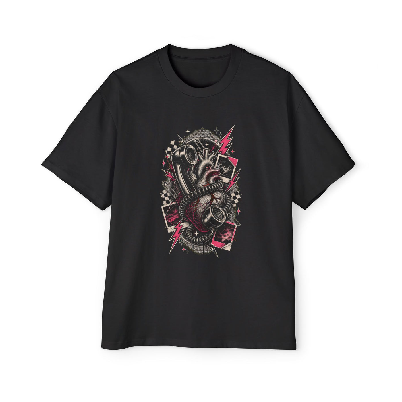 Static Heart Hotline Heavy Oversized Emo Tee