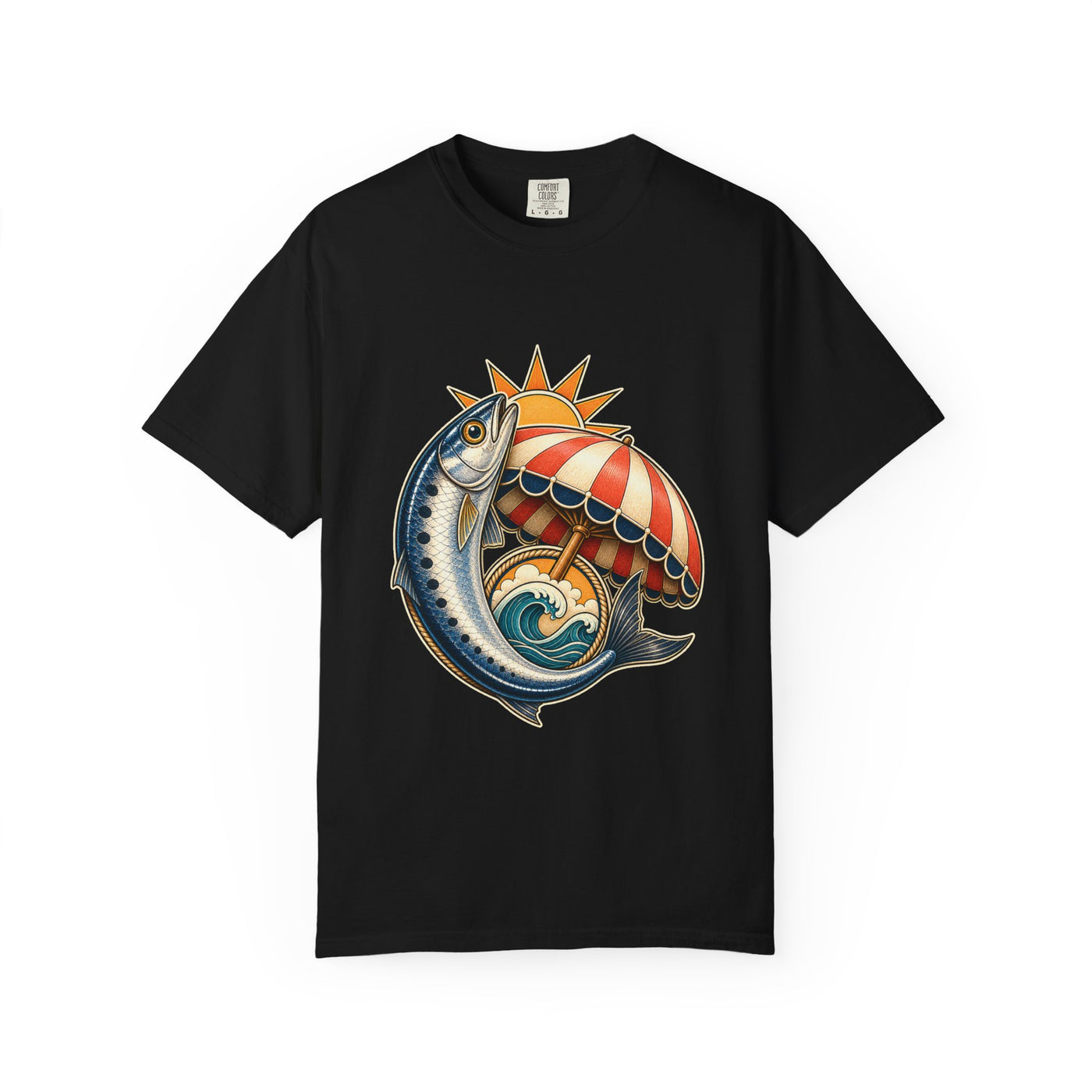Postcard Sardine Sun Umbrella T-Shirt Graphic