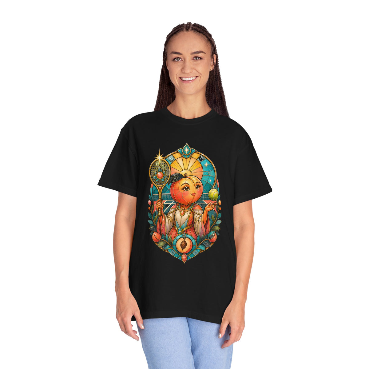 Stained Glass Tennis Peach Oracle T-Shirt Graphic