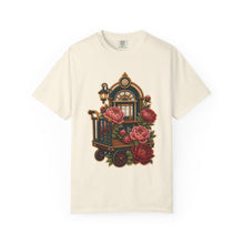 Embroidered Train Station Peony Trolley T-Shirt Graphic