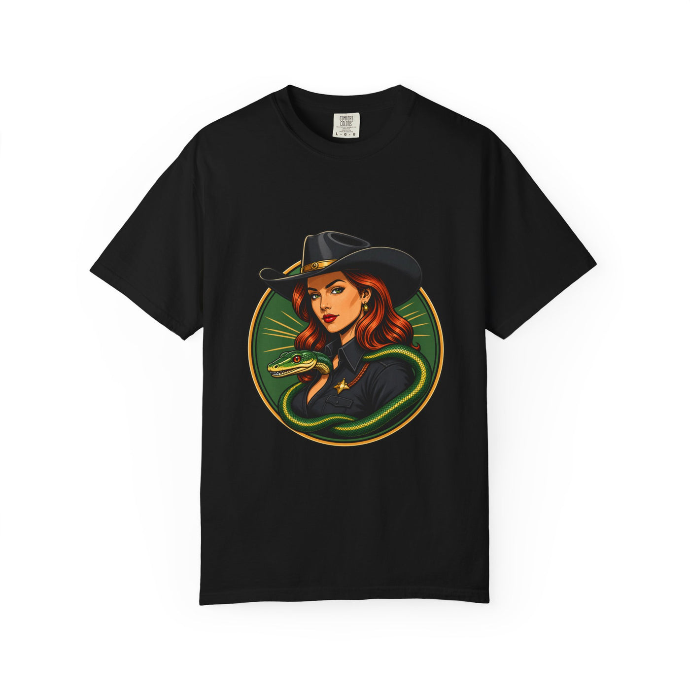 Western Snake Cowgirl Emblem T-Shirt Graphic