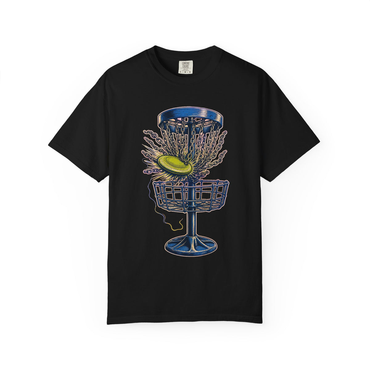 Disc Golf Chain Catcher Linocut Graphic Tee