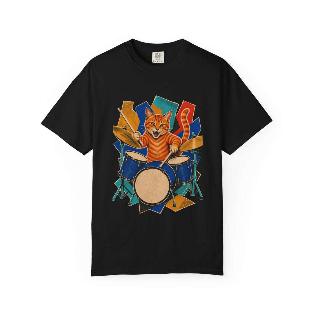Orange Tabby Drum Kit Hard-Bop Collage Graphic Tee