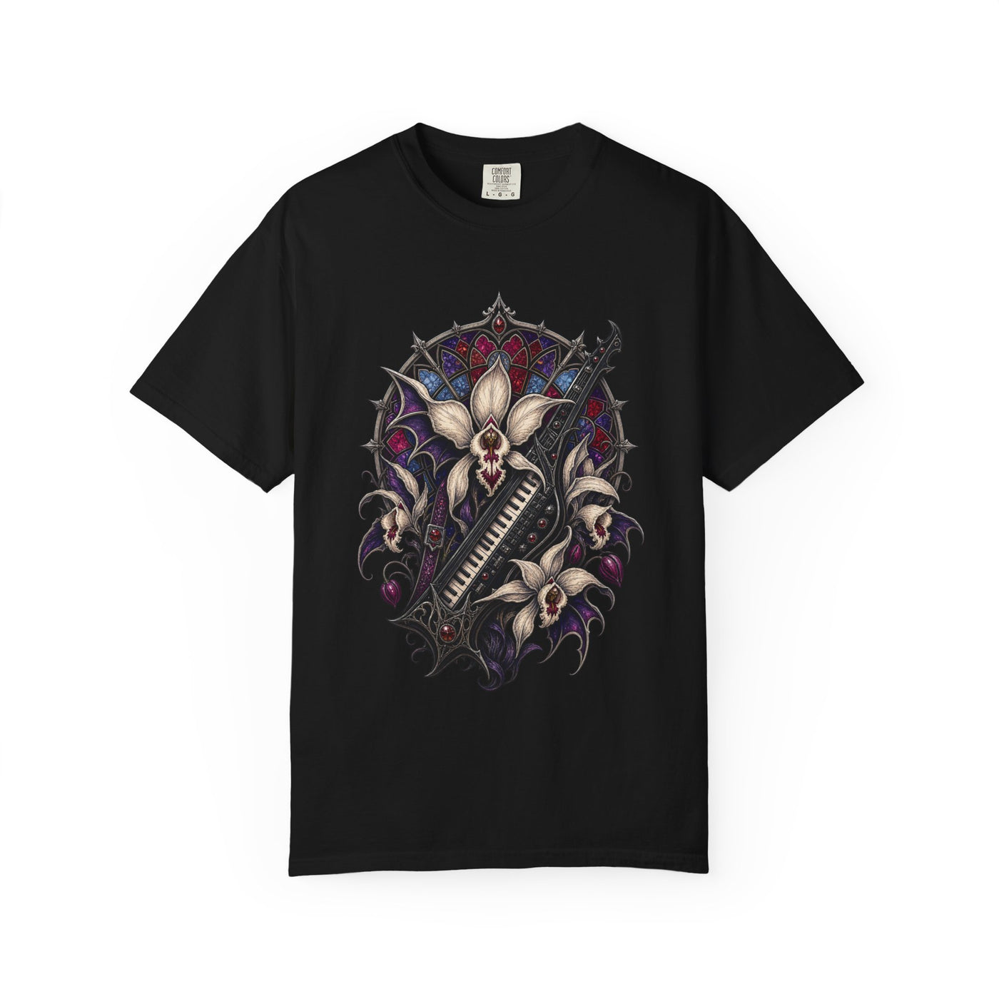 Gothic Keytar Ghost Orchid T-Shirt Graphic