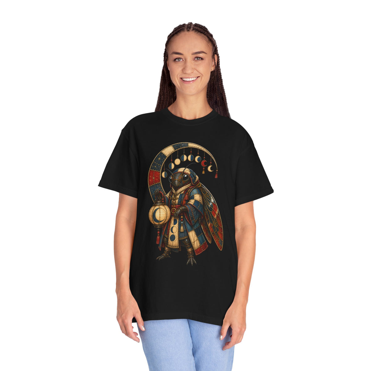 Patchwork Moon Cicada Lantern T-Shirt Graphic