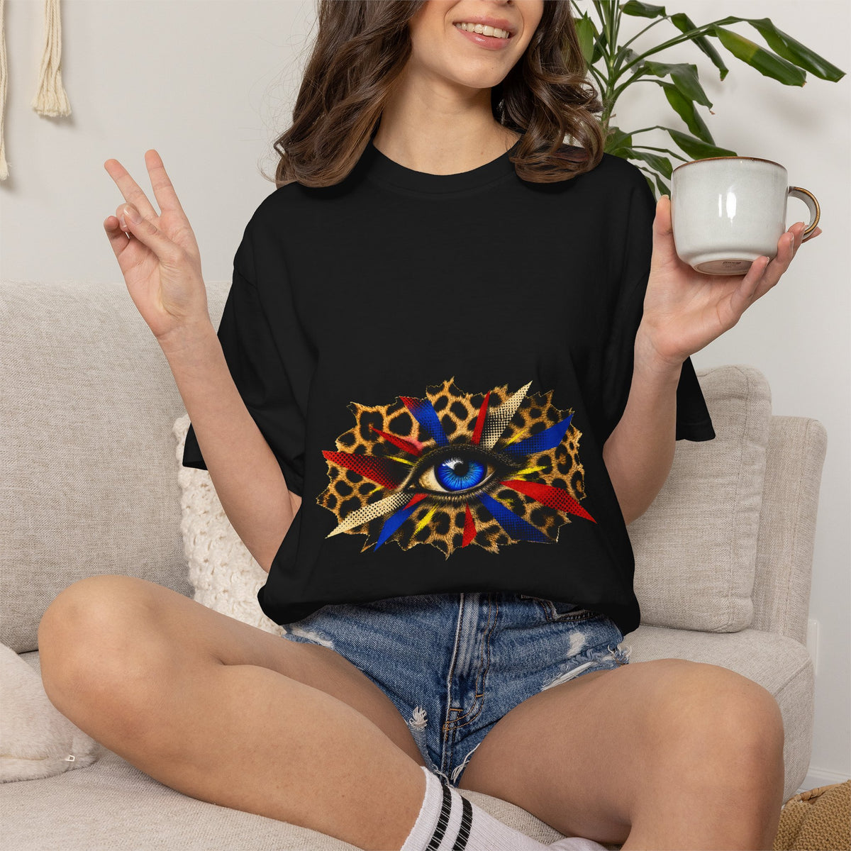 Leopard Starburst Eye Pop Art Graphic Tee