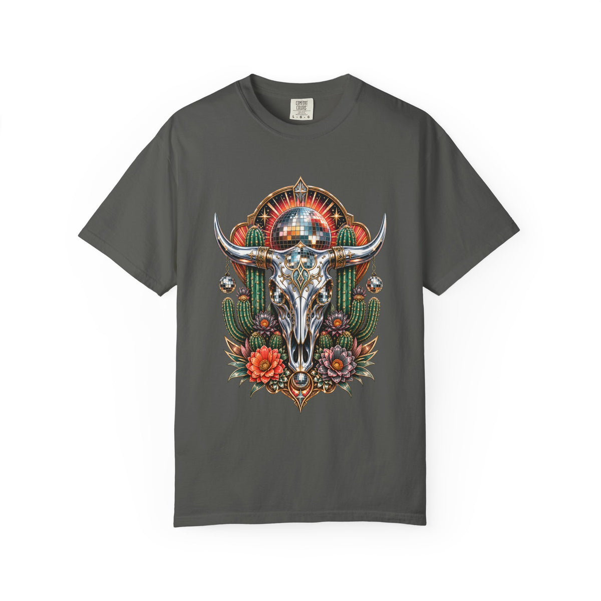 Chrome Cactus Disco Skull T-Shirt Graphic