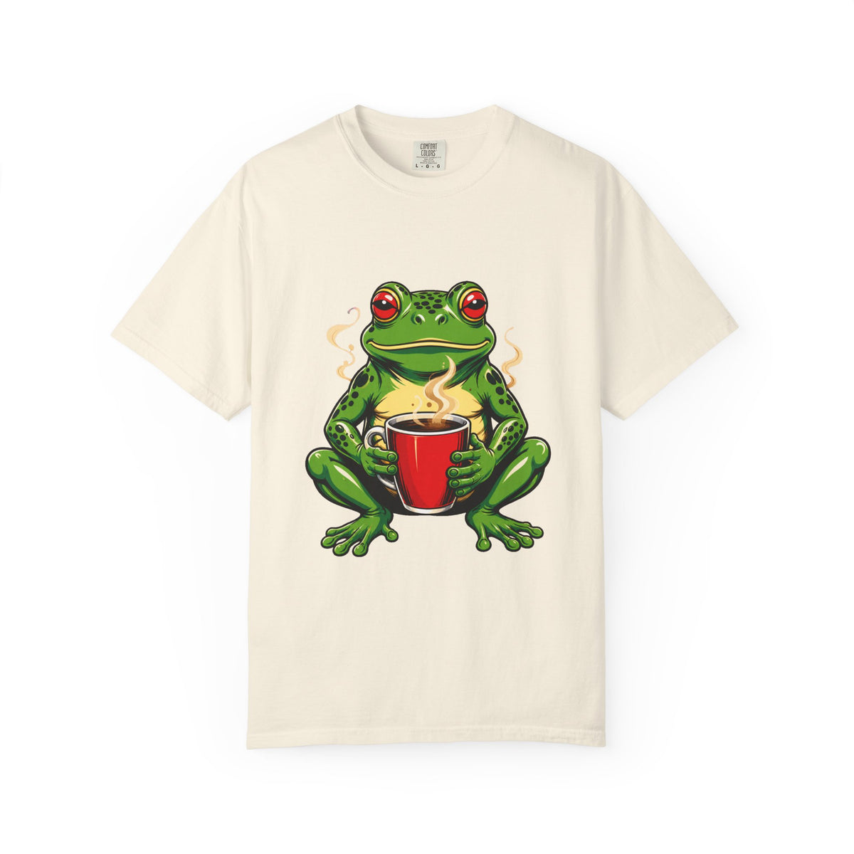 Sleepy Coffee Frog Mascot T-Shirt Graphic