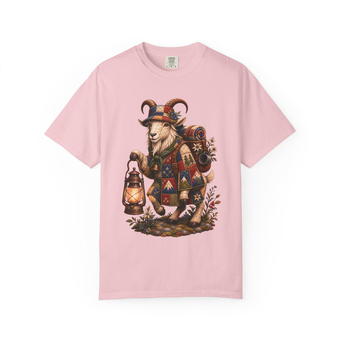 Quilted Highland Picnic Lantern Goat T-Shirt Graphic
