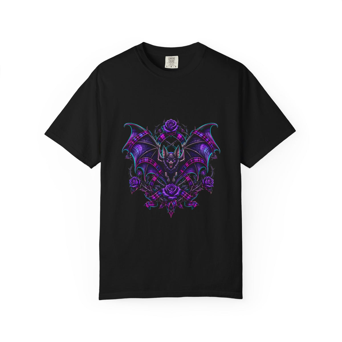 Neon Plaid Bat Bloom Graphic Tee