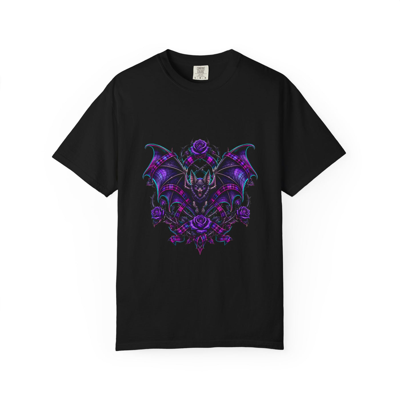 Neon Plaid Bat Bloom Graphic Tee