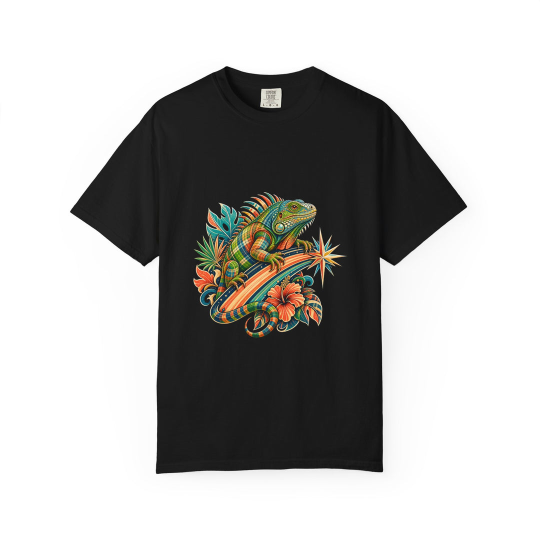 Tropical Plaid Comet Iguana T-Shirt Graphic