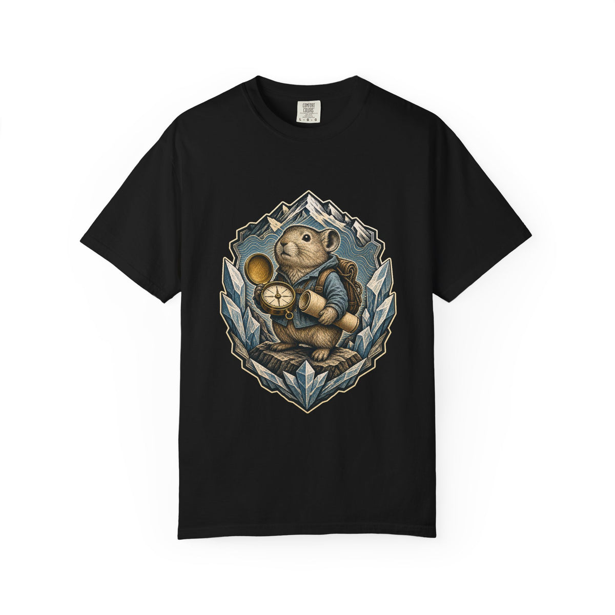 Woodcut Glacier Pika Cartographer Graphic Tee