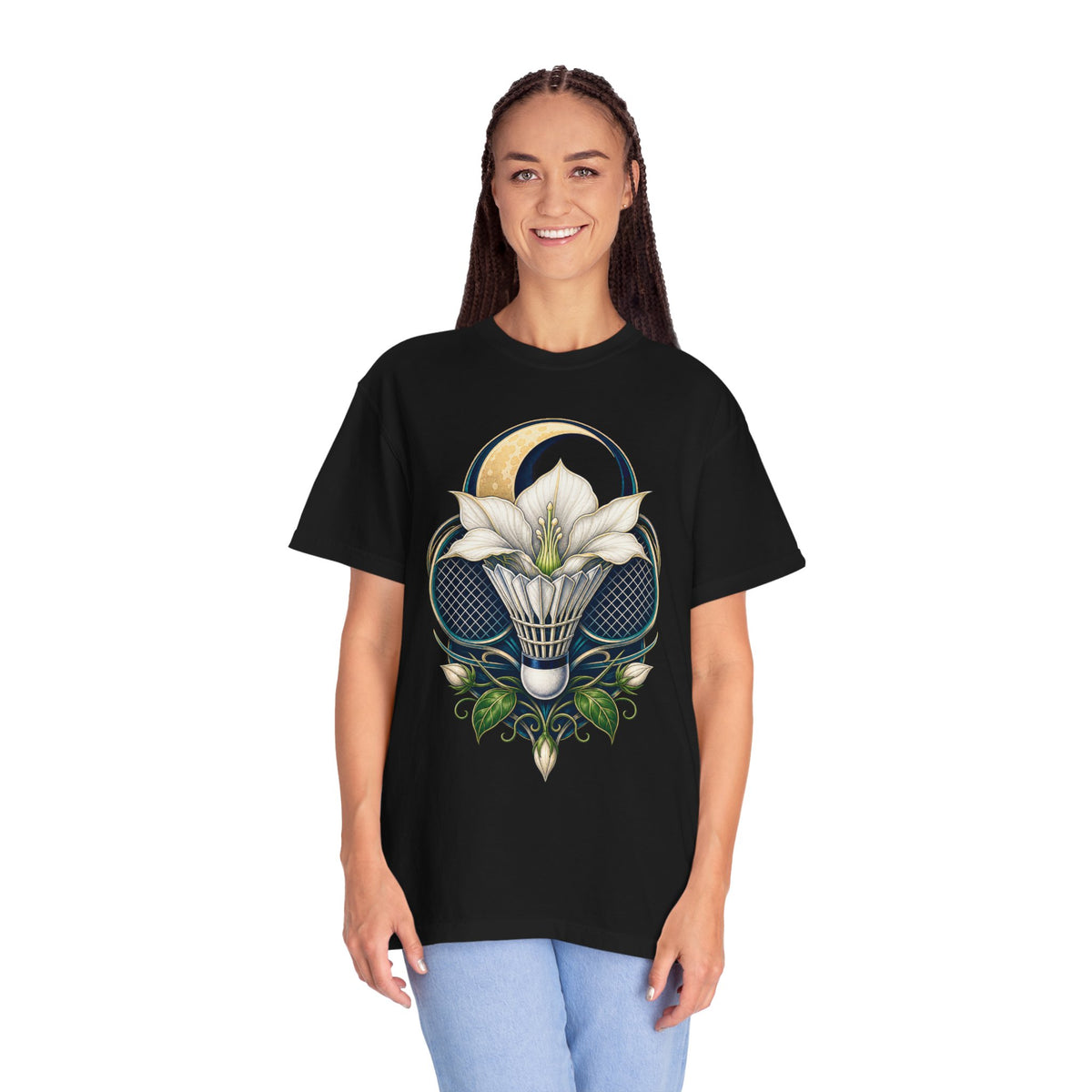 Badminton Moonflower Shuttle T-Shirt Graphic