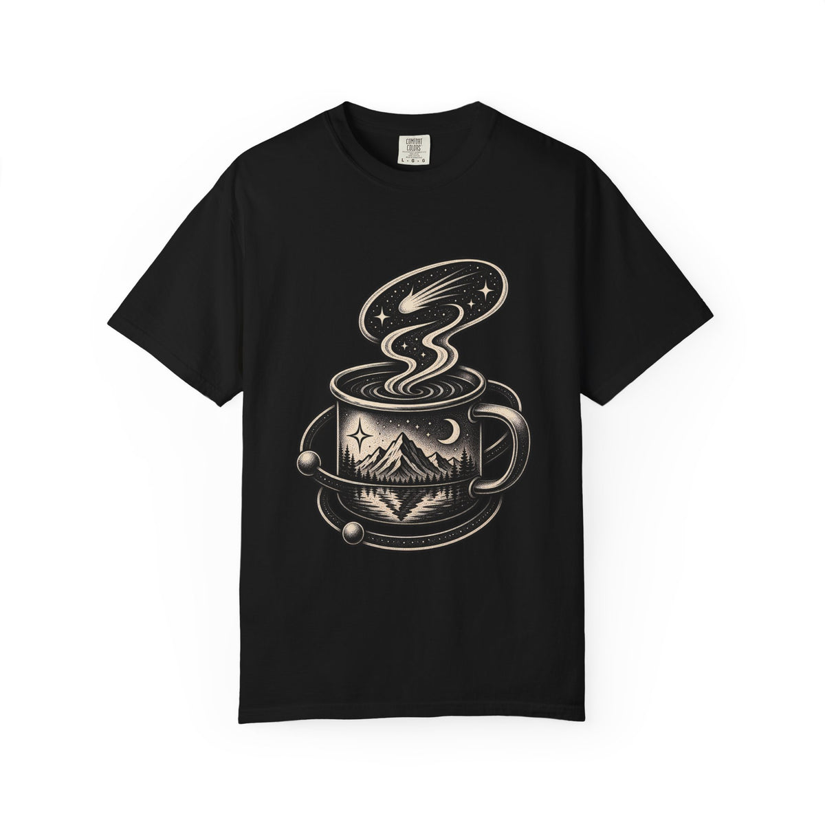 Blackwork Orbit Camping Mug T-Shirt Graphic