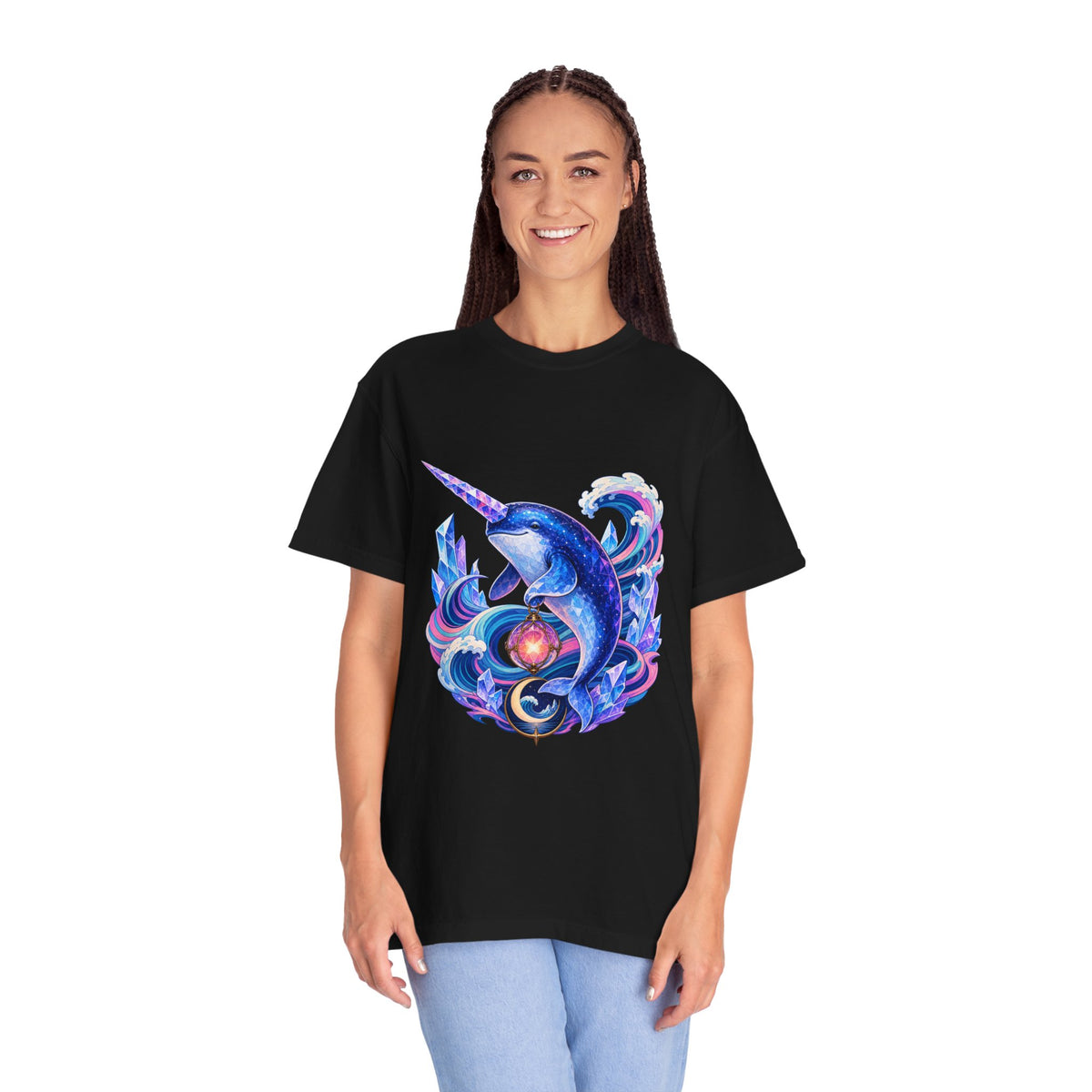 Vaporwave Crystal Narwhal Graphic Tee