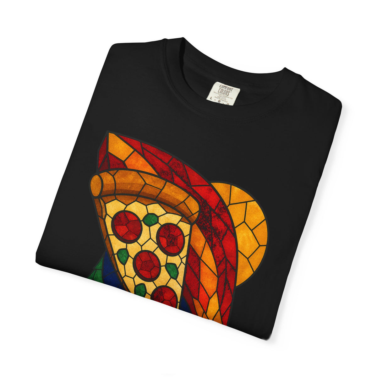 Pizza Meteor Camp Stained Glass Adventure Graphic Tee