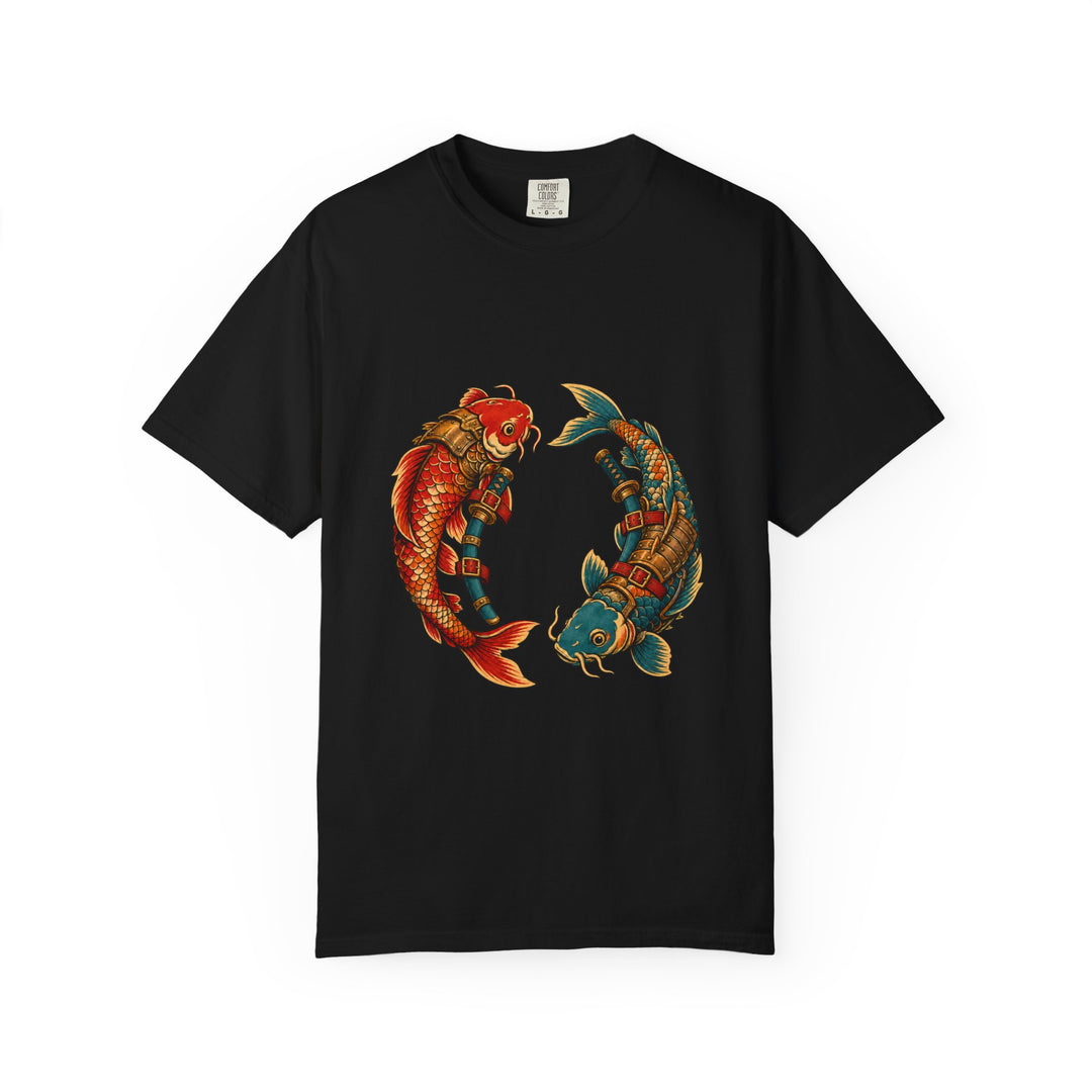 Twin Blade Orbit Surrealist Koi Samurai Graphic Tee