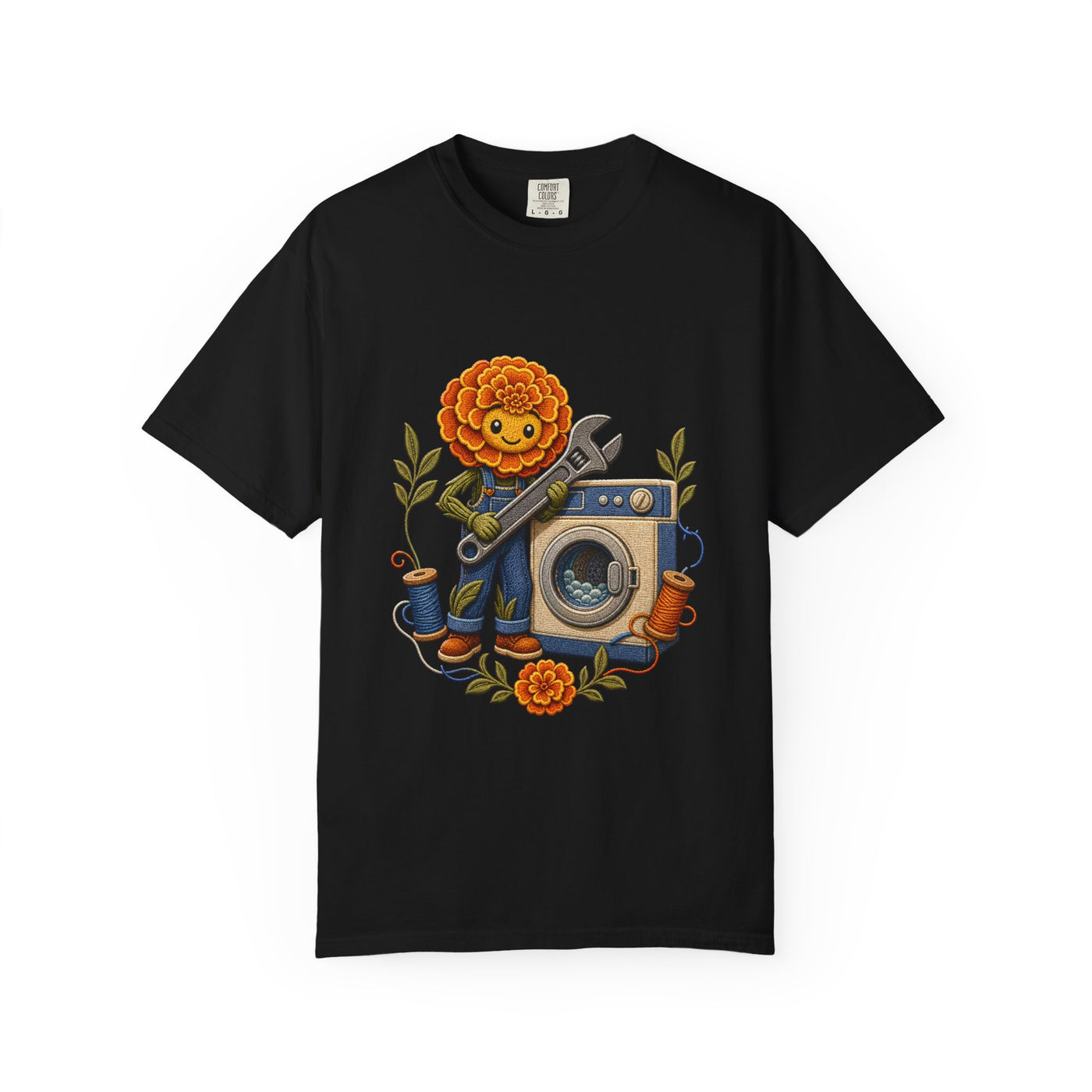Embroidered Laundromat Marigold Wrench T-Shirt Graphic