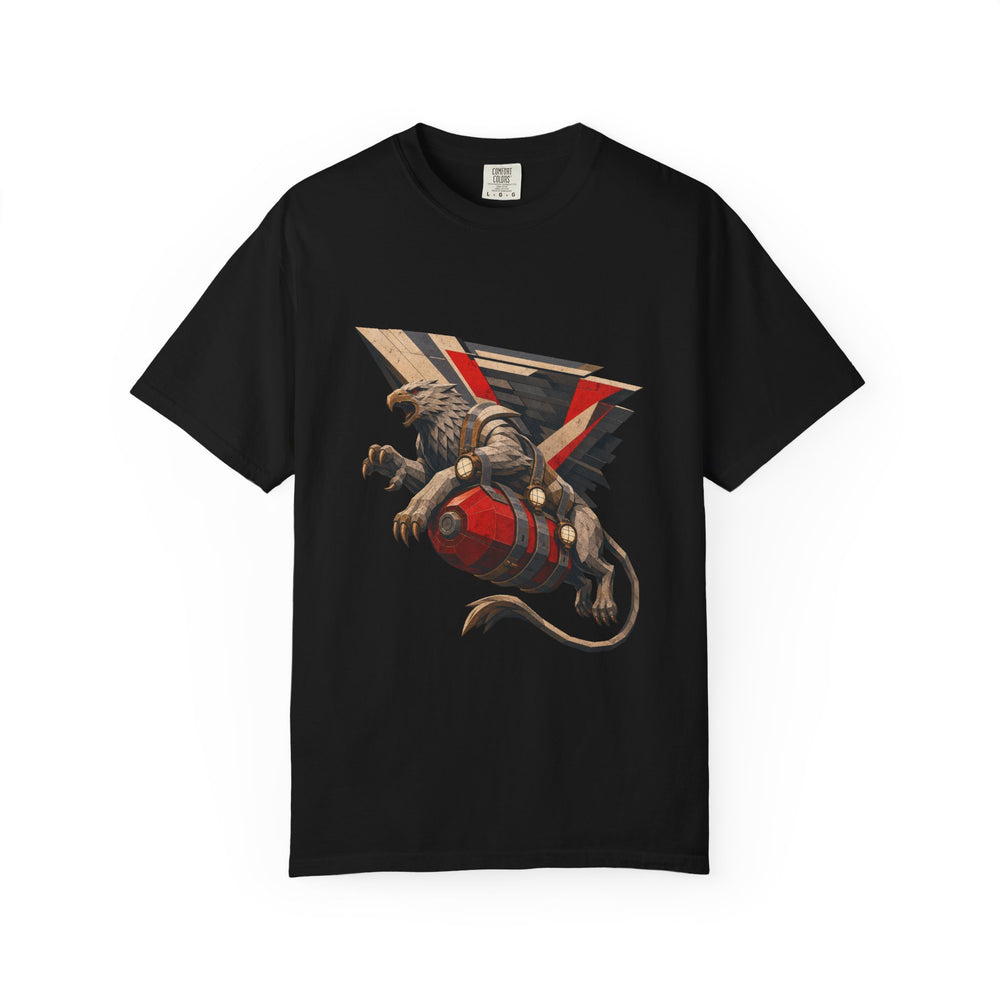 Griffin Overnight Courier graphic on a Black tee