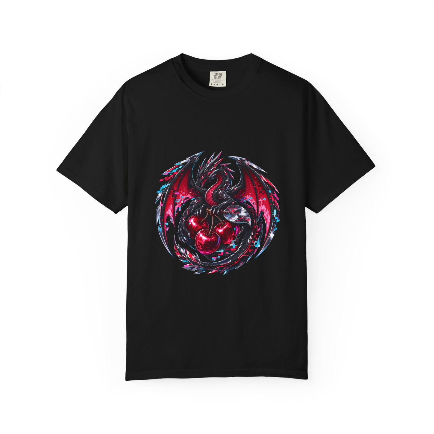 Cyber Glitch Cherry Wyvern Graphic Tee