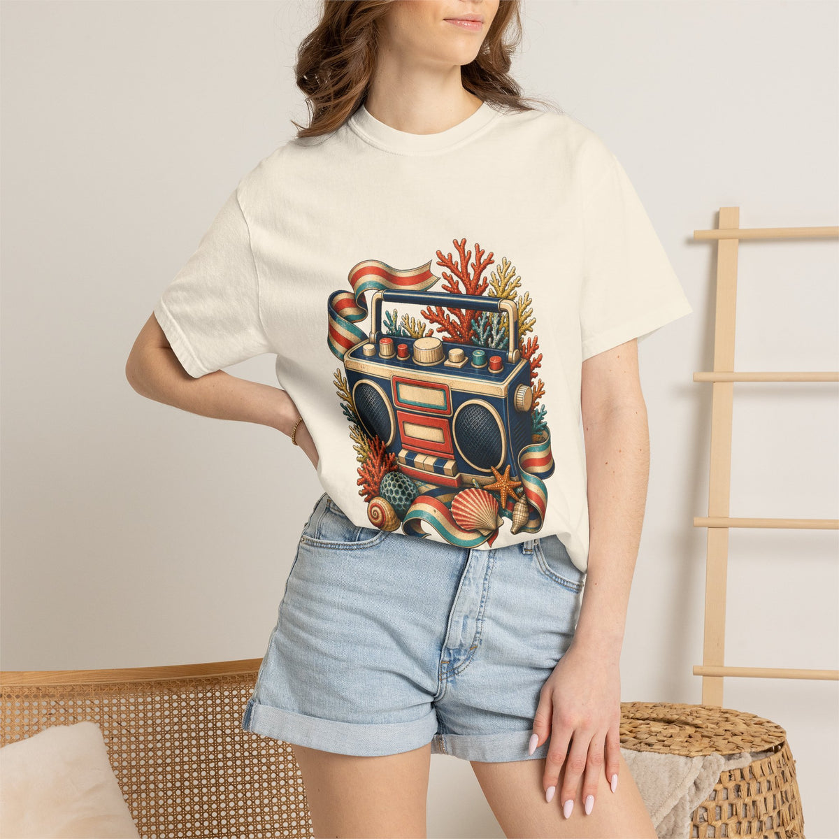 Deck Stripe Coral Radio Graphic Tee