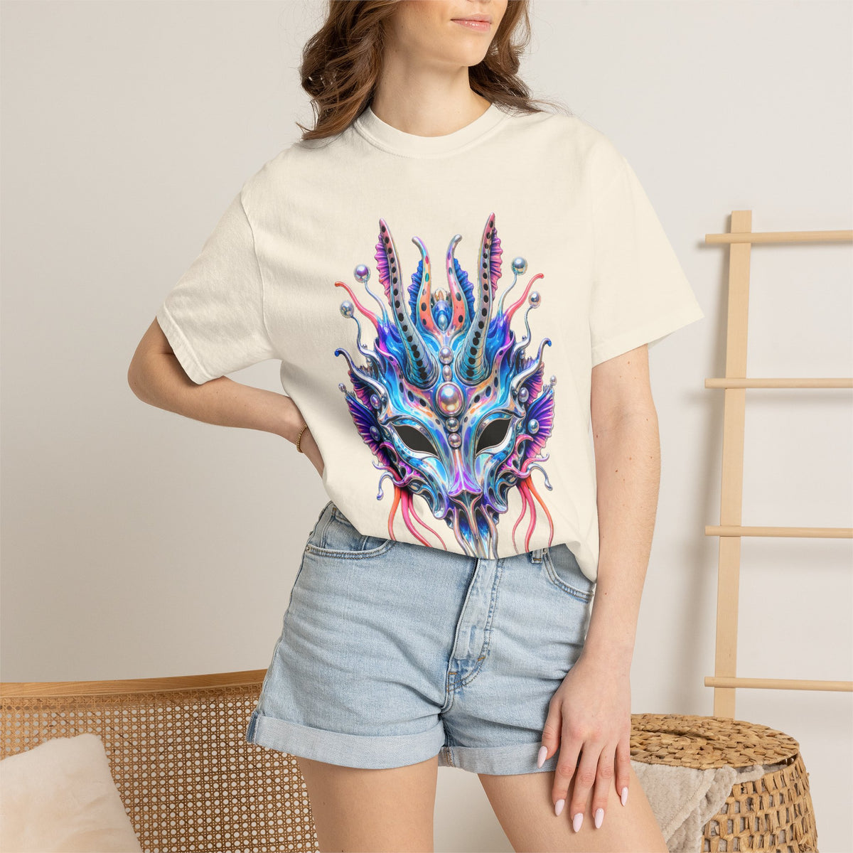 Holographic Sea Slug Rave Mask T-Shirt Graphic