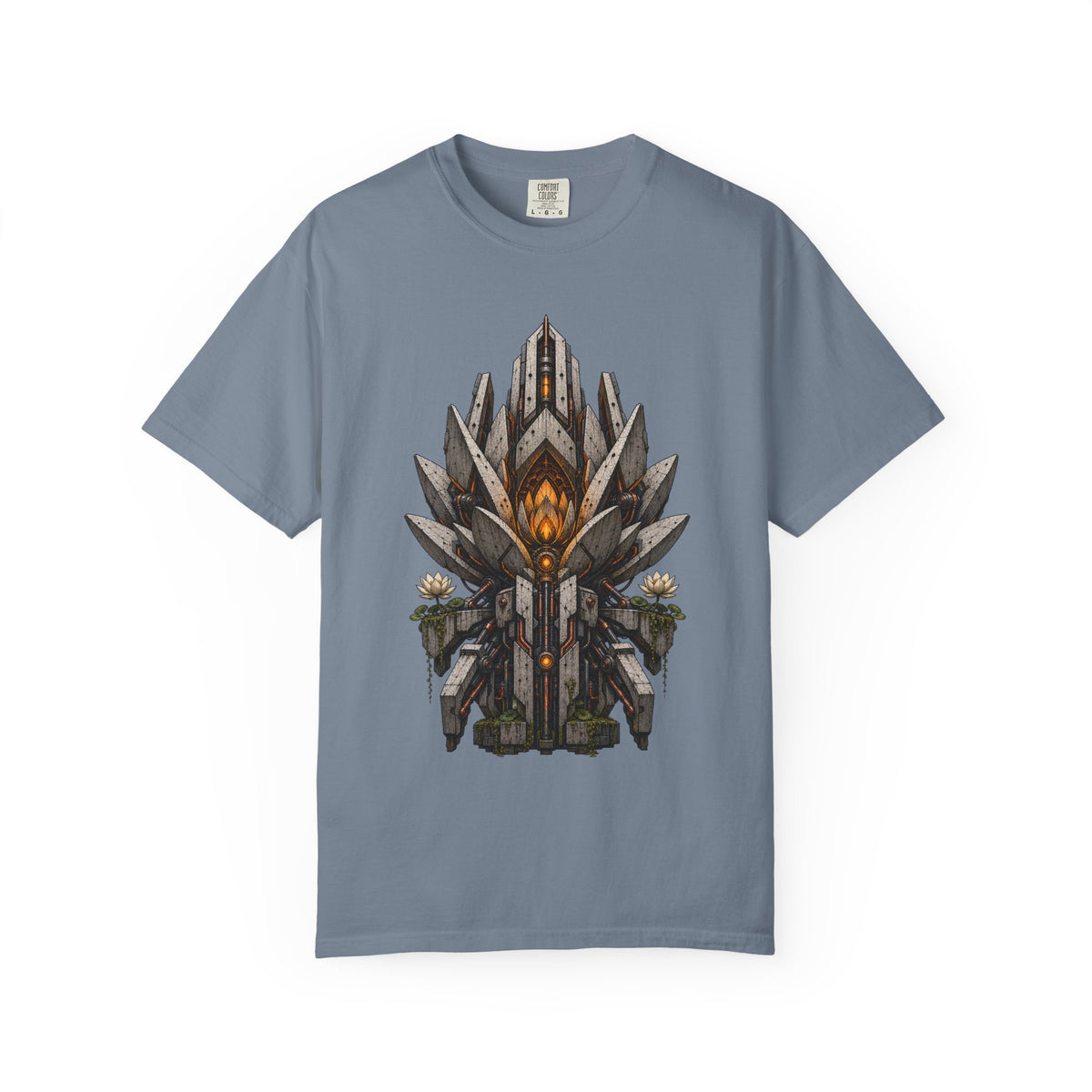 Brutalist Concrete Lotus Mech T-Shirt Graphic