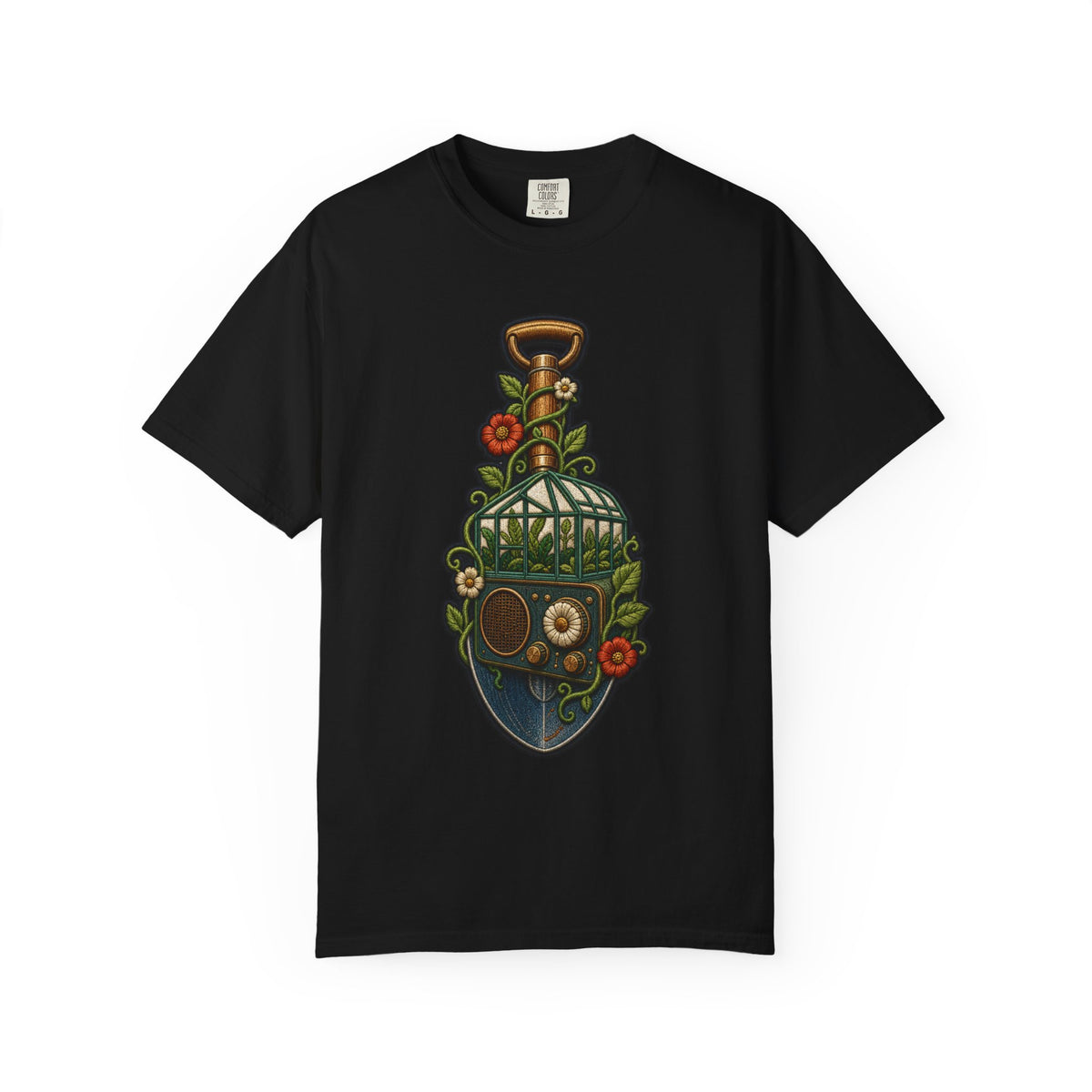 Embroidered Greenhouse Radio Tool T-Shirt Graphic