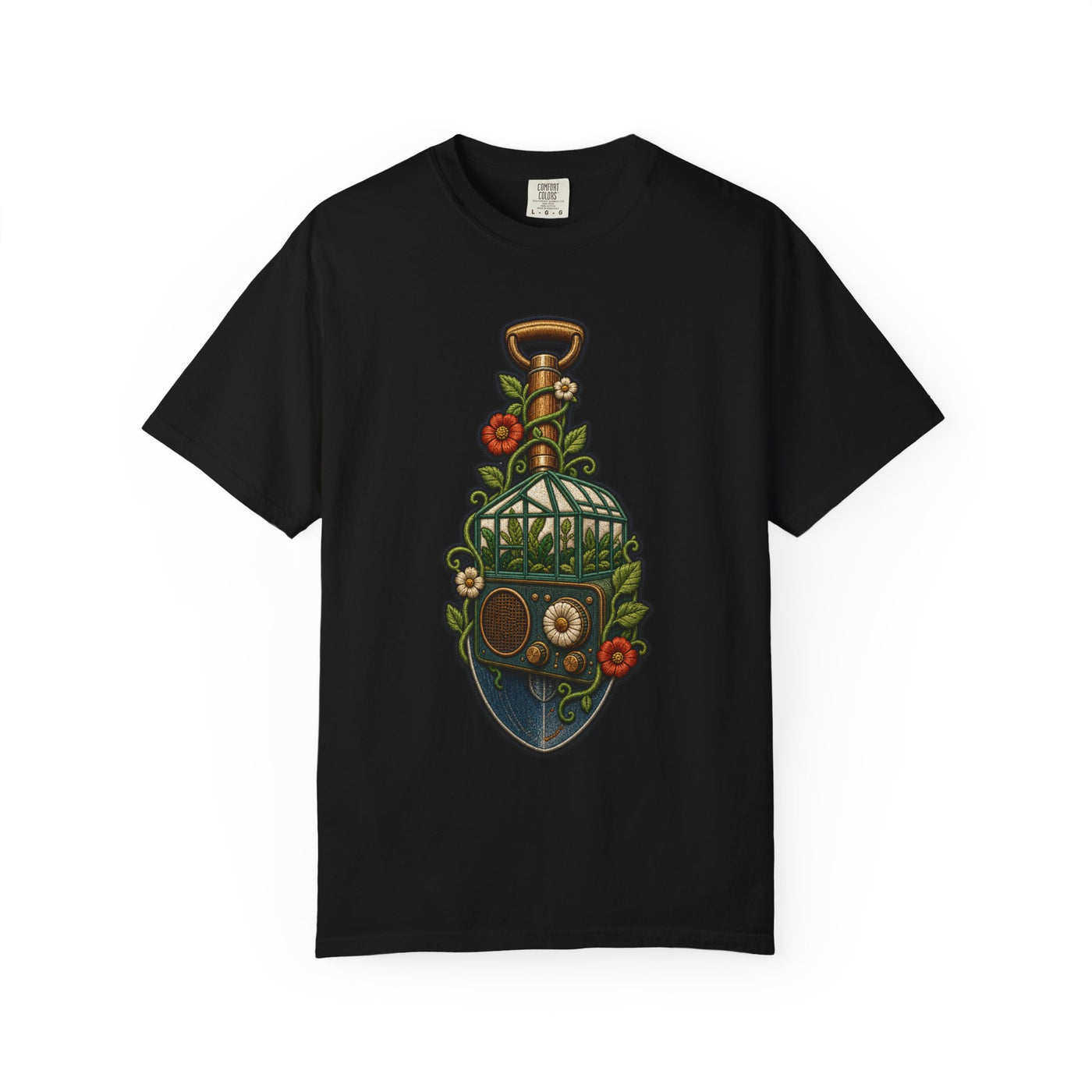 Embroidered Greenhouse Radio Tool T-Shirt Graphic