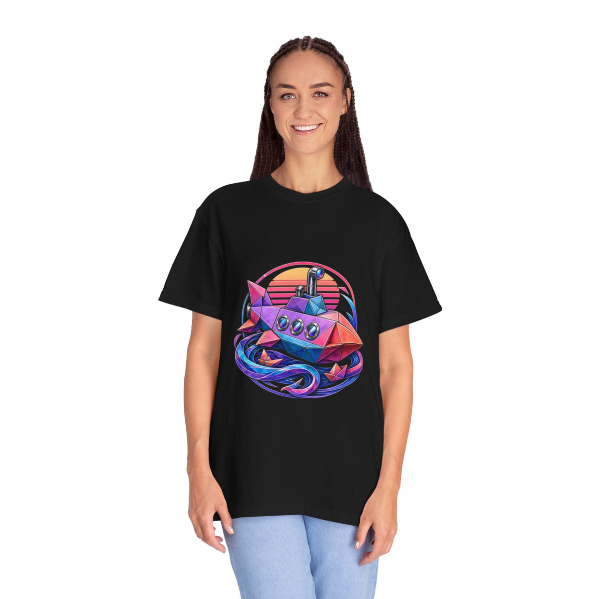 Vaporwave Origami Submarine T-Shirt Graphic