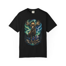 Woodcut Aurora Moose Lighthouse Graphic Tee