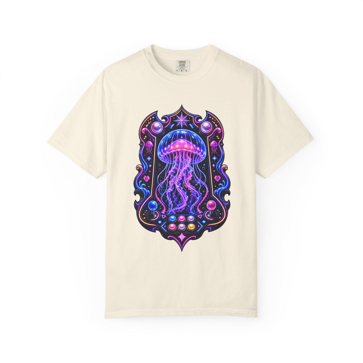 Arcade Jellyfish Neon Crest T-Shirt Graphic