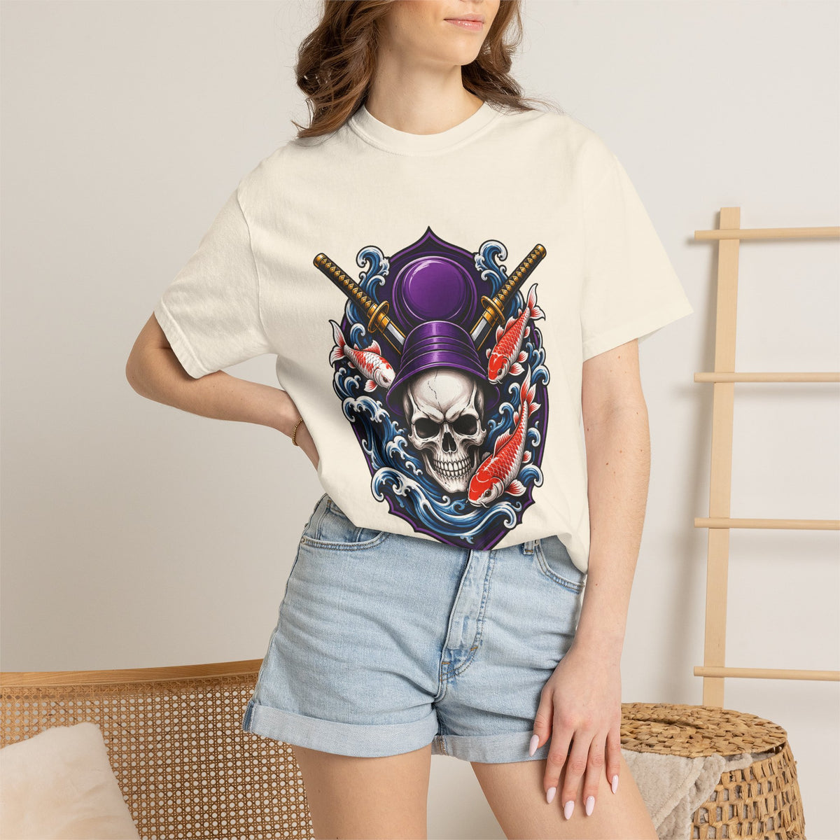 Skull and Koi Crest T-Shirt Graphic