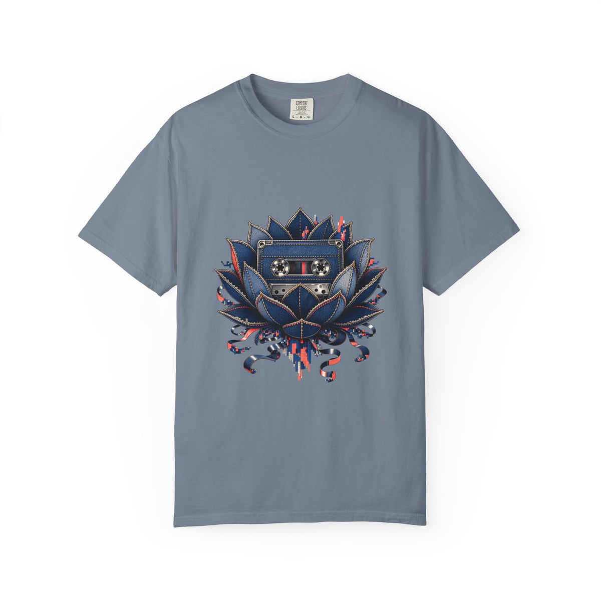 Glitch Denim Cassette Lotus Graphic Tee